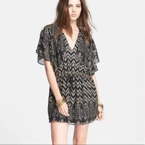 Free People Black & Gold Mini Dress, Size Small